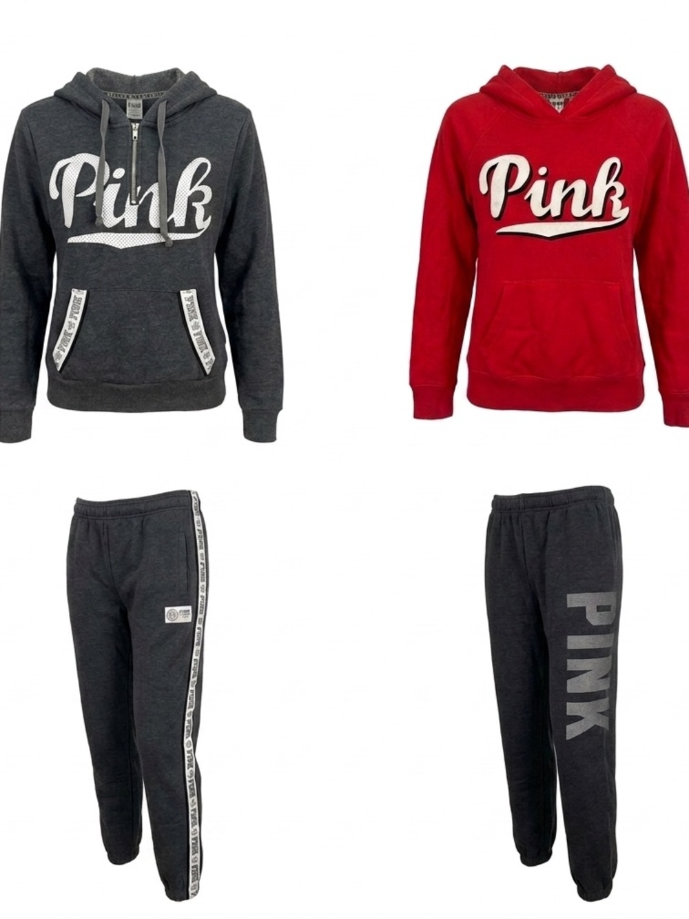Bundle PINK Graphic Half-Zip & Jogger Set in Charcoal and Red